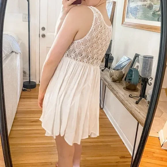 Free People Fiesta Lace Mini Dress White M - Picture 3 of 10